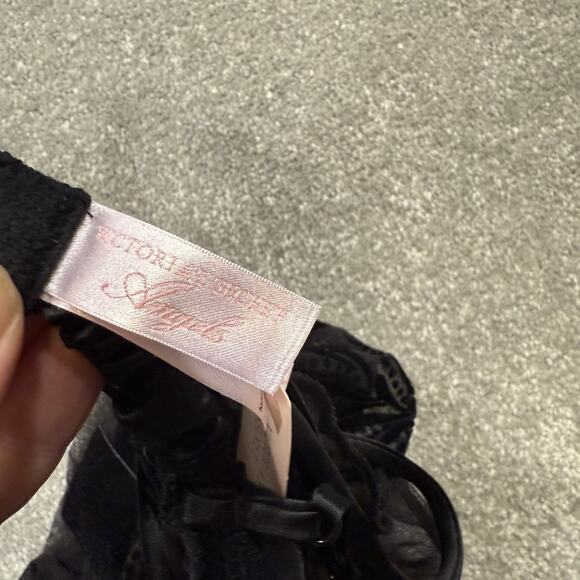 Victorias Secret NWT Slip Dress Black Babydoll Chemise Bow Sz Med Lace Coquette - Picture 9 of 11